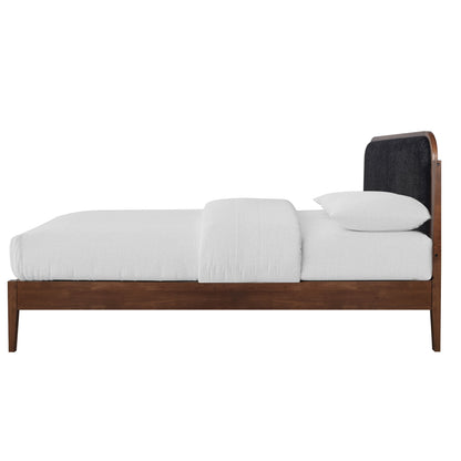 Hawthorne - 5/0 Queen Upholstered Platform Headboard - Walnut / Charcoal