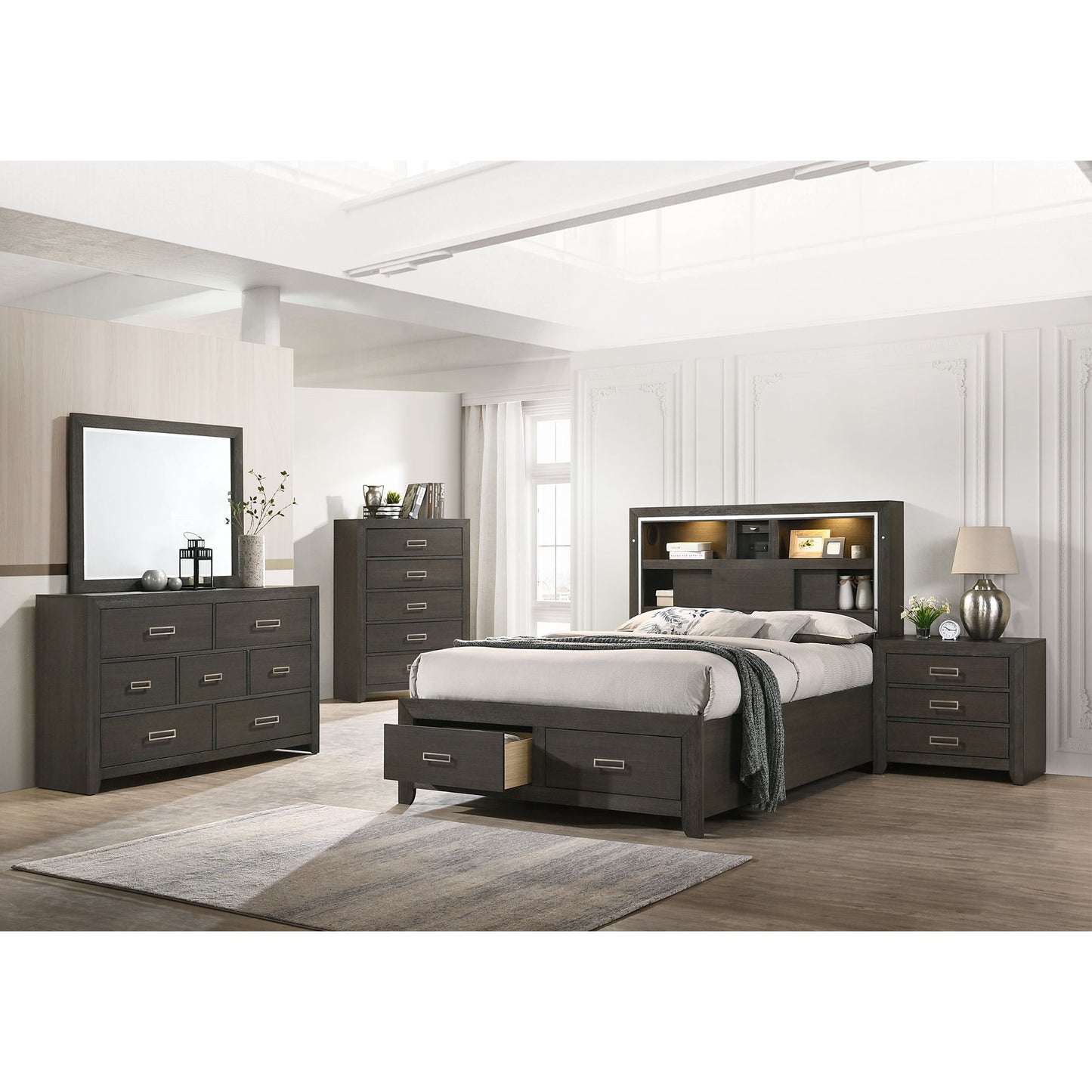 Sasha - Queen Storage Footboard/ Slats - Gray