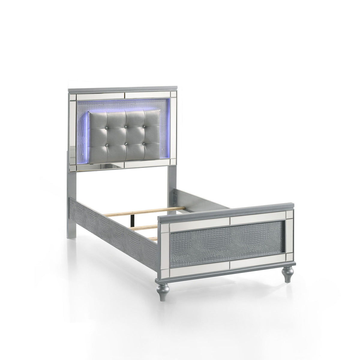 Valentino - 3/3 Twin Headboard - Silver