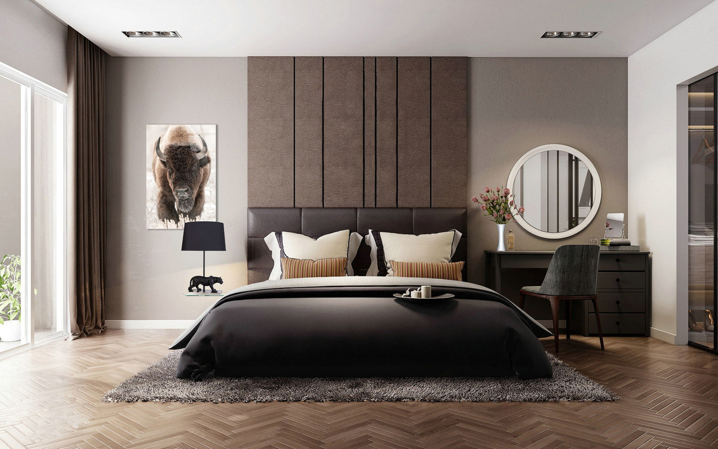 "Wild Majesty" Tempered Glass - Brown / White
