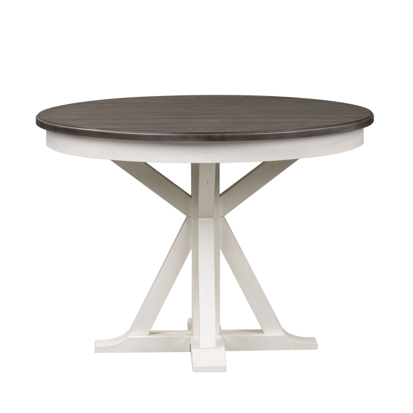Allyson Park - Single Pedestal Table Top - Wirebrushed White / Charcoal