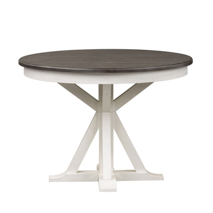 Allyson Park - Single Pedestal Table Top - Wirebrushed White / Charcoal