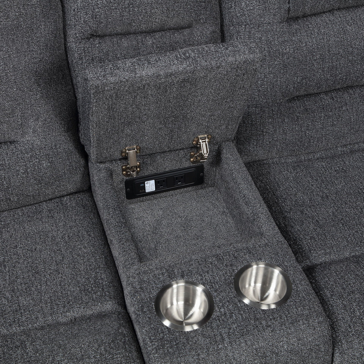 Redondo - LAF Console Loveseat With 2 Recliners - Dark Gray