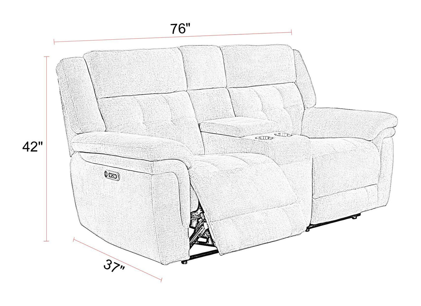 Richland - Power Reclining Console Loveseat - Bristol Gray