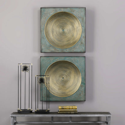 Sybil - Squares (Set of 2) - Antique Gold