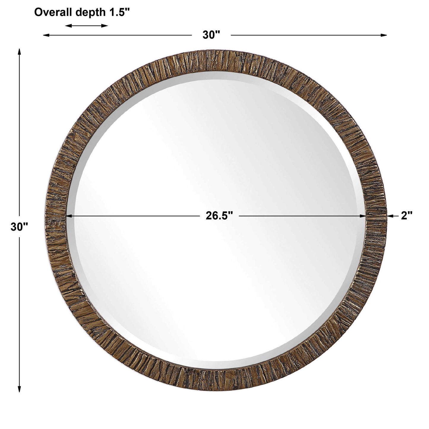Wayde - Bark Round Mirror - Gold