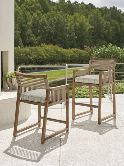 St Tropez - Counter Stool - Dark Brown / Light Blue