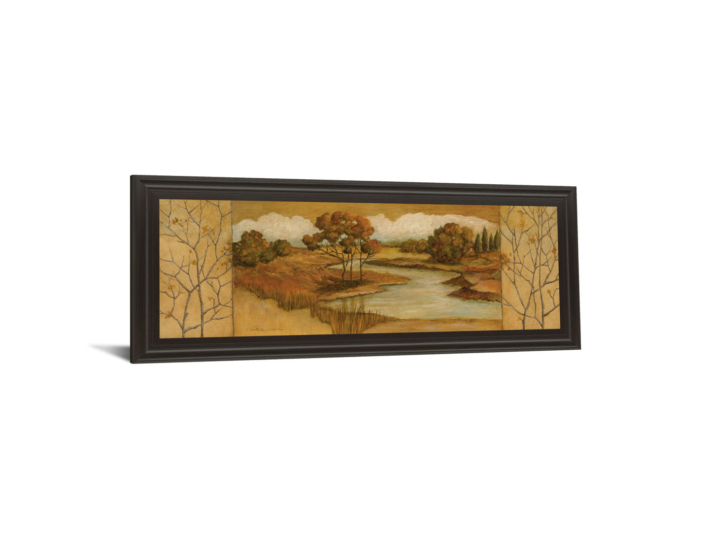 River Scene II - Framed Print Wall Art - Light Brown