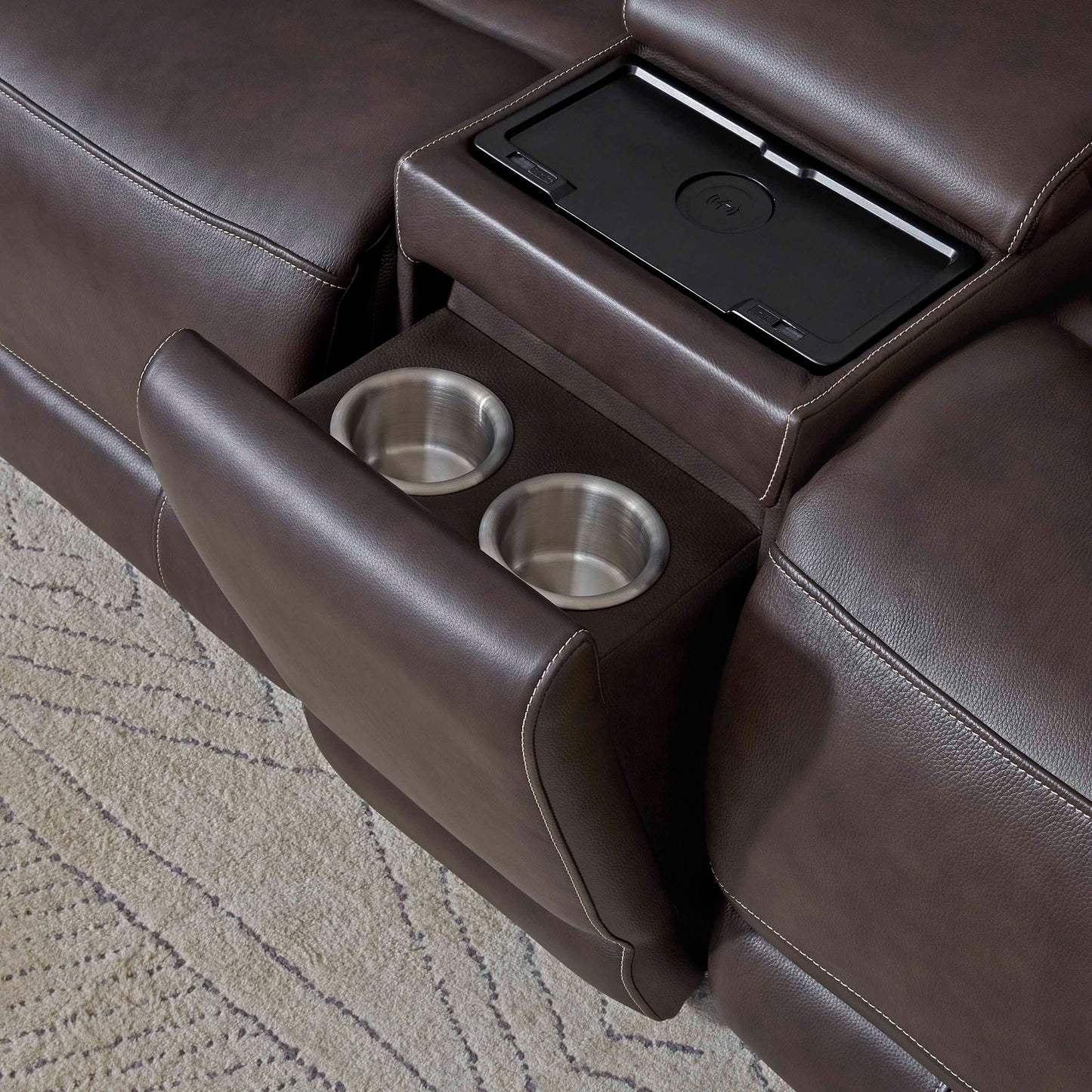 Easton - Entertainment Tilt Console With Wireless Charger - Steamboat Brown