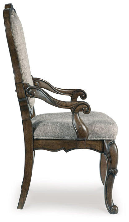 Maylee - Dining Upholstered Arm Chair (Set of 2) - Dark Brown