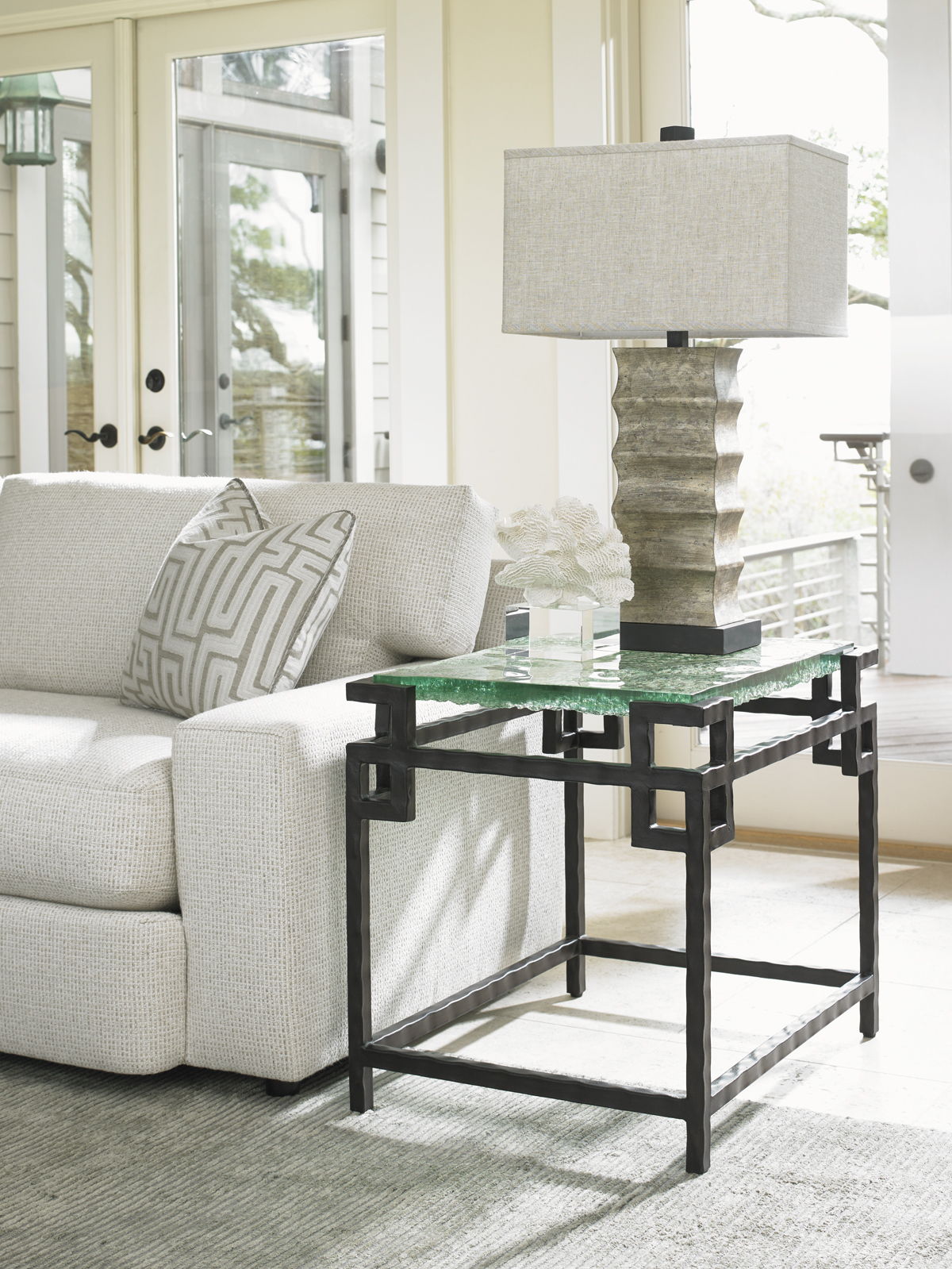 Island Fusion - Hermes Reef Glass Top Table