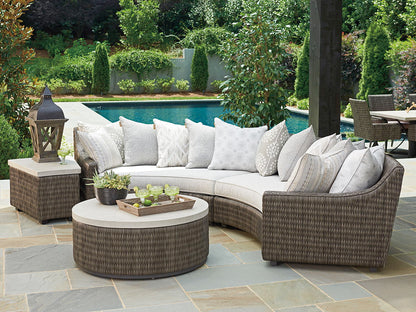 Cypress Point Ocean Terrace - Curved Sectional Armless LAF Sofa - White / Dark Brown