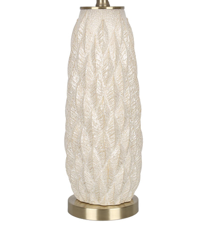 Textured Leaves Carved Ceramic & Metal Table Lamp (Set of 2) - Beige / Soft Gold