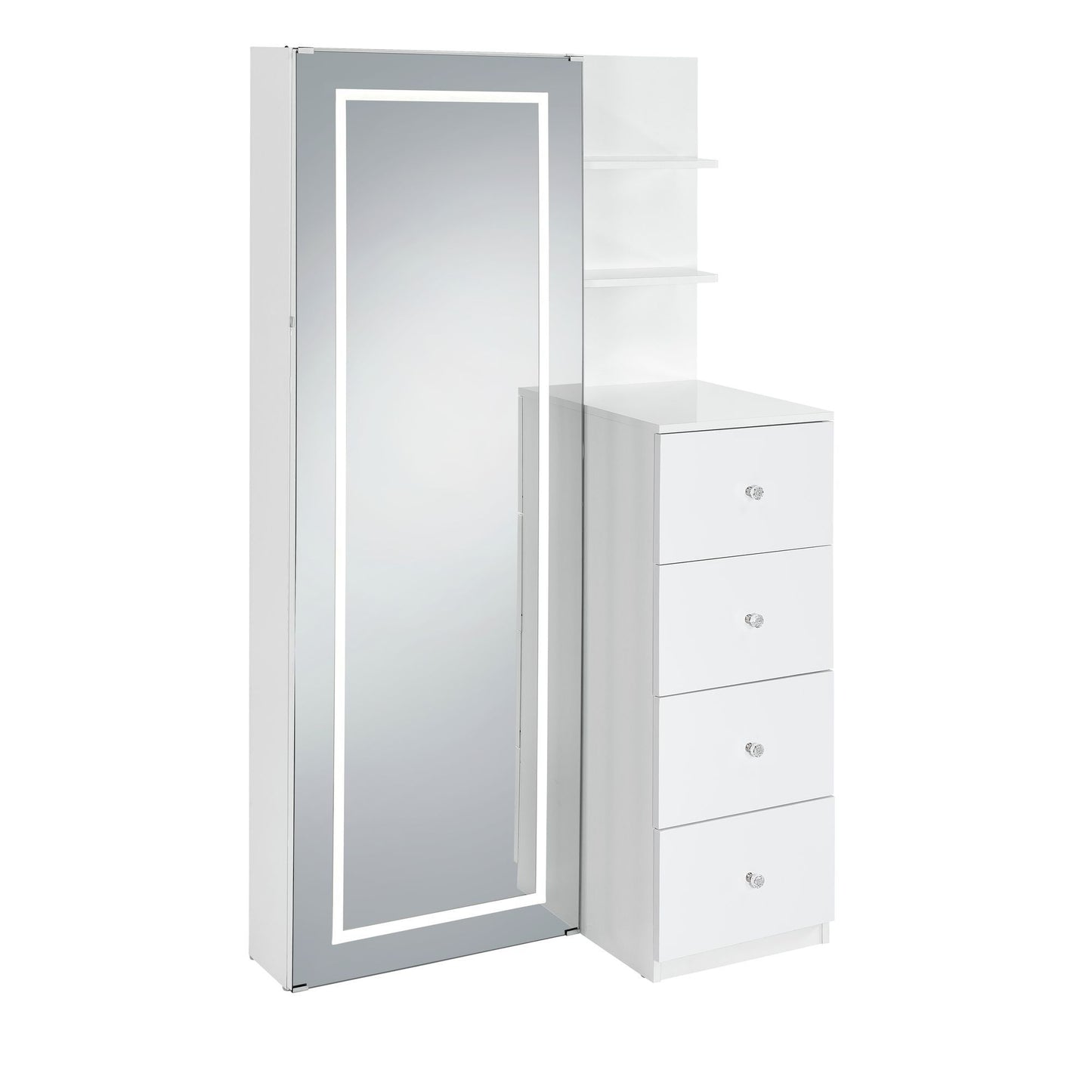 Vancouver - Floor Mirror With Storage - White