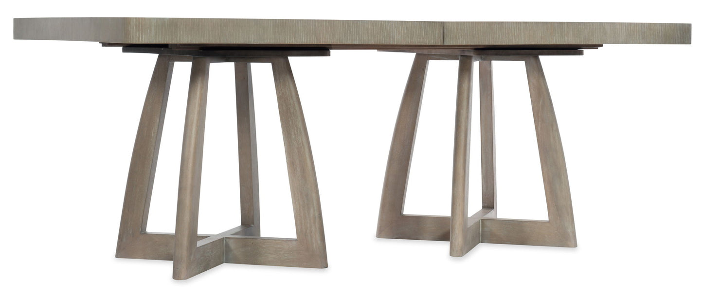 Affinity - 78" Rectangle Pedestal Dining Table With 2-18" Leaves - Gray