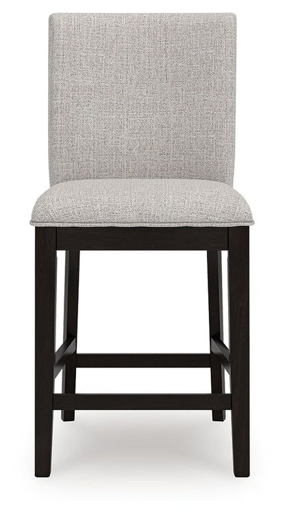 Neymorton - 5 Pc. - Rectangular Dining Room Counter Table, 4 Barstools - Dark Grayish Brown