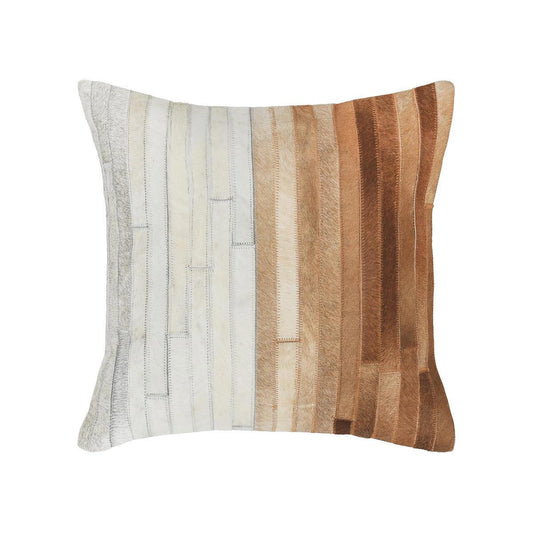 Meru - 20" x 20" Hide Pillow - Tan Multi