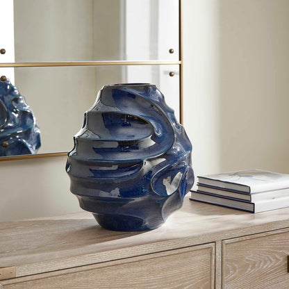 Helix Swirl - Outdoor Vase - Blue