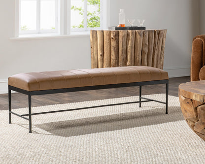 Madeleine - Leather Bench - Dune Walnut