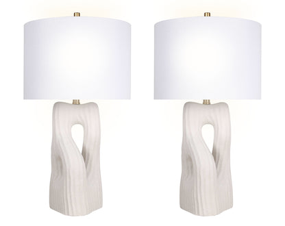 "Eclipse Harmony" Ceramic Table Lamp (Set of 2) - White Rock