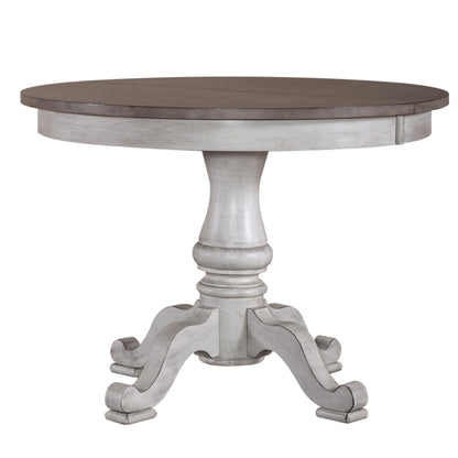 Ocean Isle - Single Pedestal Table Top - Antique White / Dark Brown