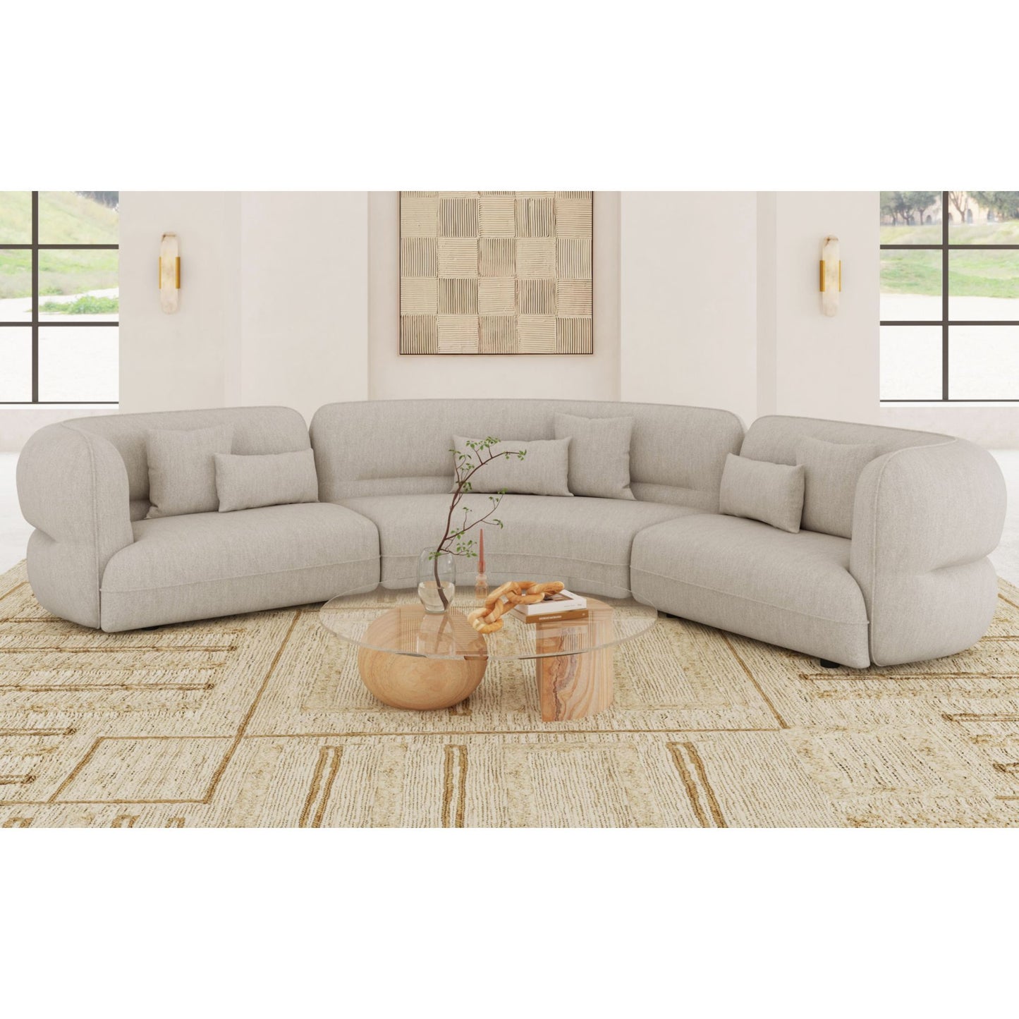 Four Seasons - LHF Loveseat With 2 Pillows - Camel
