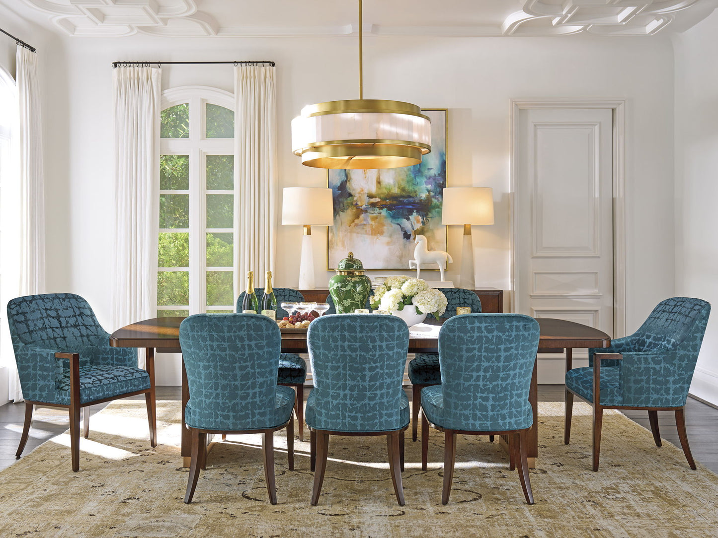 Rendezvous - Portman Double Pedestal Dining Table - Dark Brown