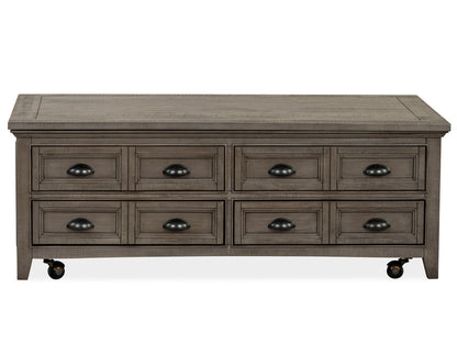 Paxton Place - Lift Top Storage Cocktail Table With Casters - Dovetail Gray
