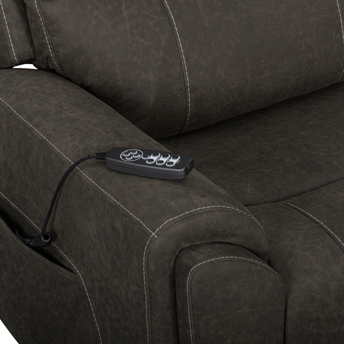 Gaia - LAF Recliner With Power Headrest, Footrest, Massage, Heat - Sable