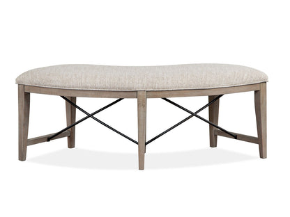 Paxton Place - Curved Bench With Upholstered Seat - Dovetail Gray