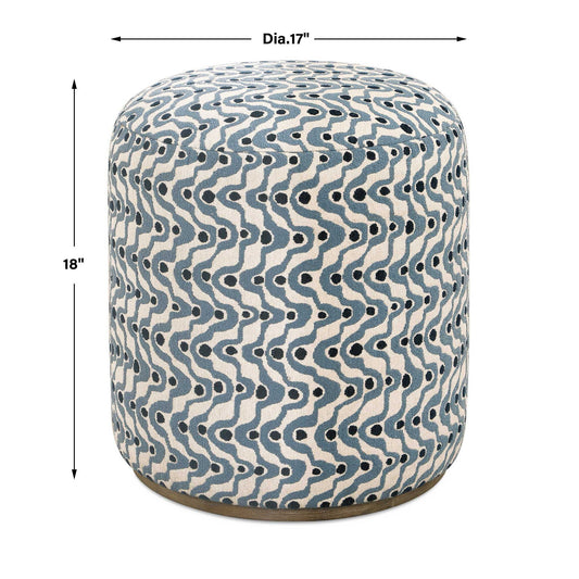 Cas - Fabric Ottoman - Blue