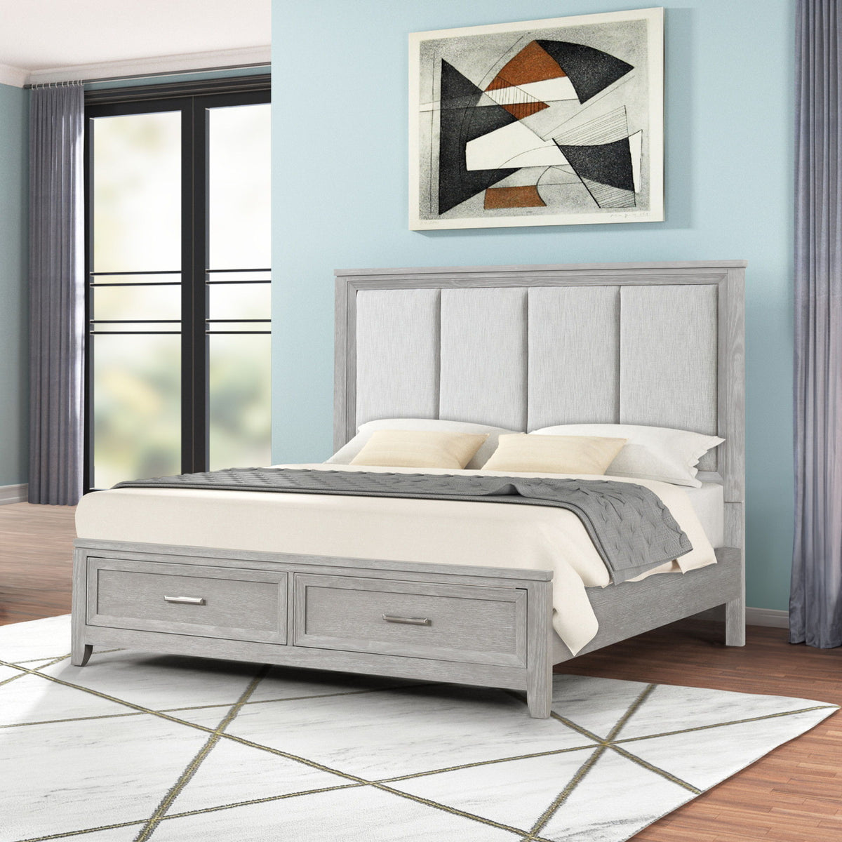 Fiona - 6/6 - 6/0 Eastern King / Western King Storage Footboard & Slats - Mist Gray