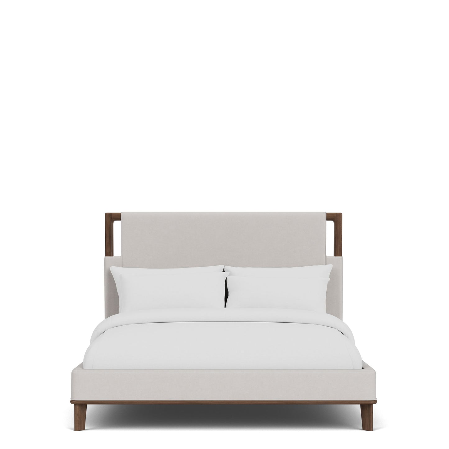 Delia - Queen / King Upholstered Rails - Nouveau Walnut / Beige