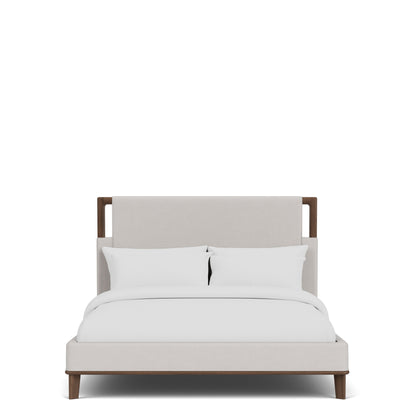 Delia - Queen Upholstered Bed - Nouveau Walnut / Beige