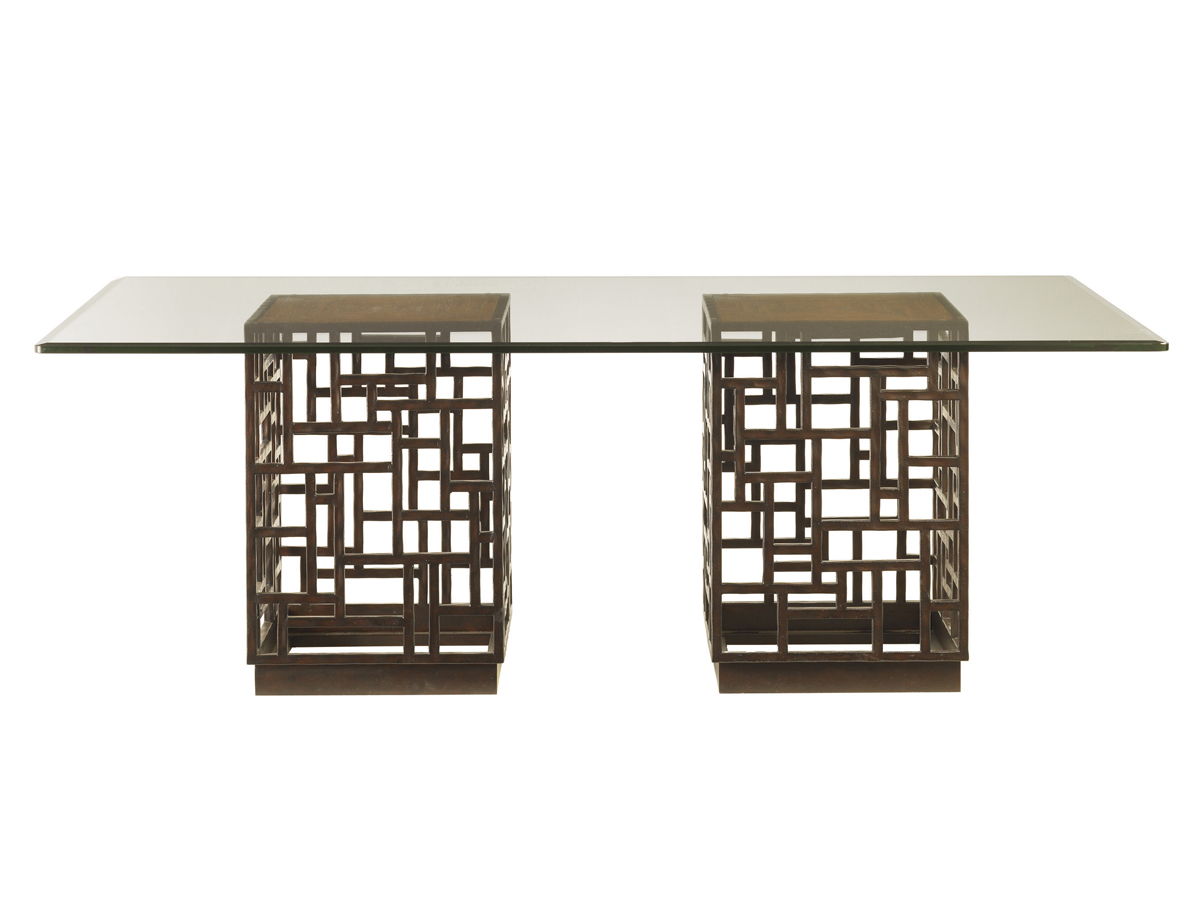 Ocean Club - South Sea Dining Table With 84 X 48" Glass Top - Dark Brown