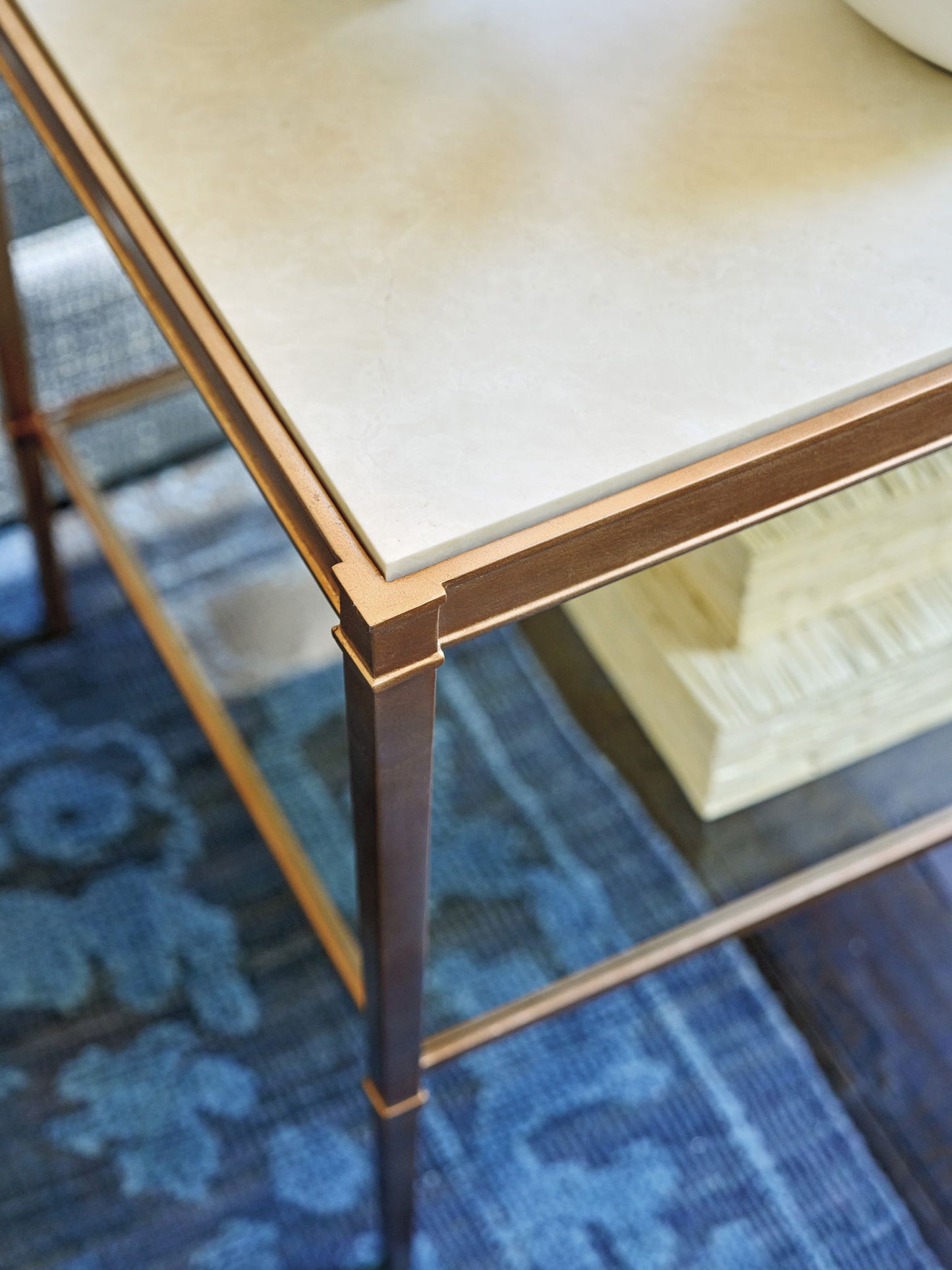 Rendezvous - Bulgari Rectangle End Table - Light Brown / Gray