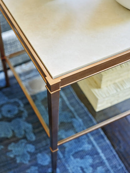 Rendezvous - Bulgari Rectangle End Table - Light Brown / Gray