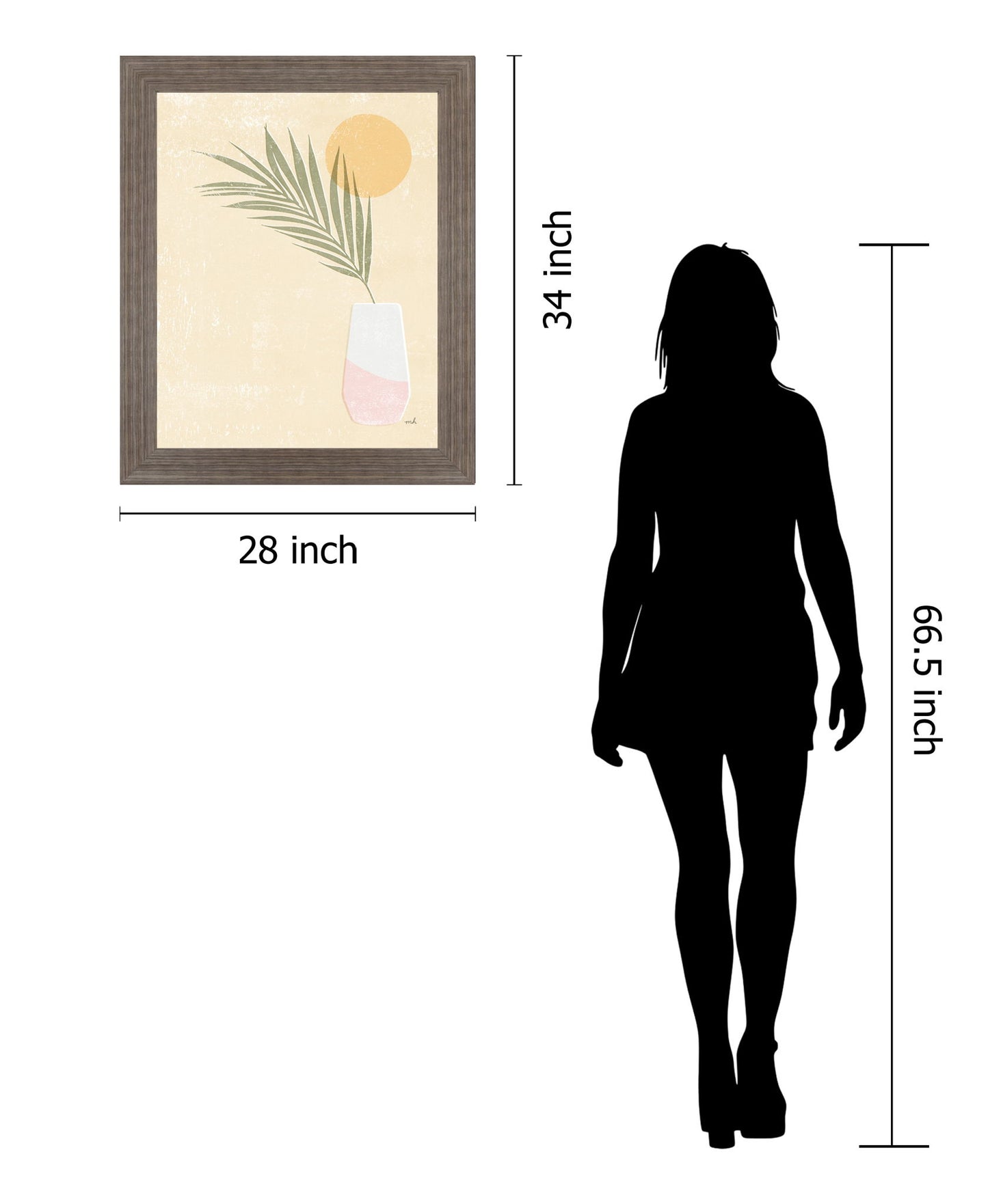Palm Serenity - 28" x 34" Framed Wall Art - Beige