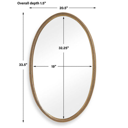 Ellis - Beaded Oval Mirror - Brass