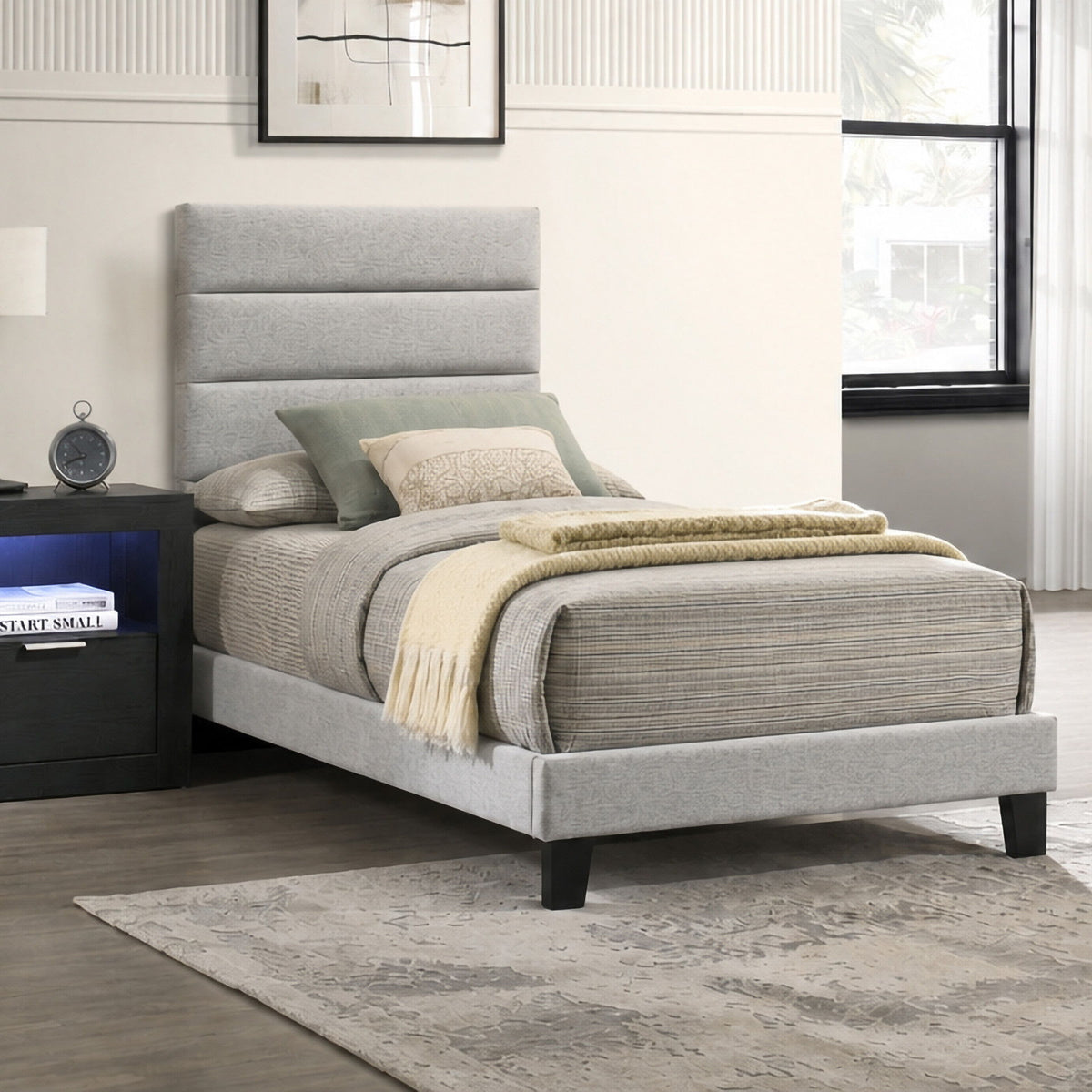 Asher - 3/3 Twin Headboard, Footboard, And Slats - Smoke