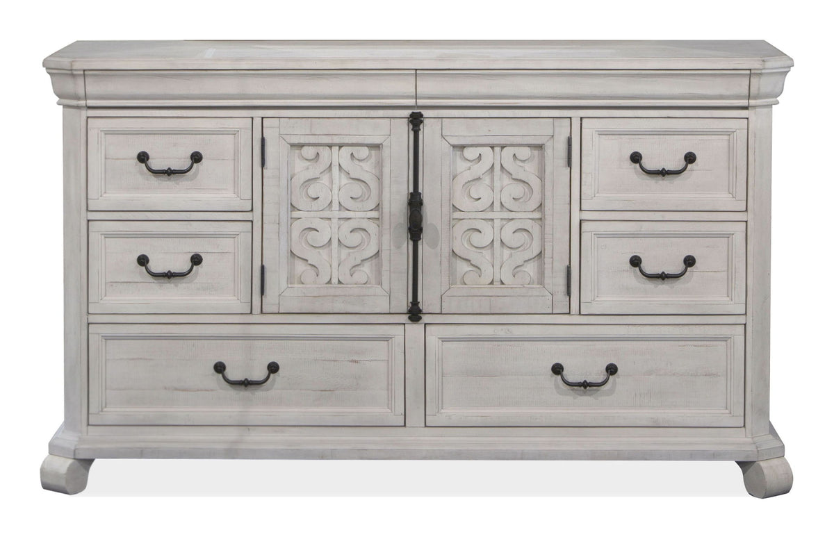 Bronwyn - Drawer Dresser With Shaped Mirror - Alabaster