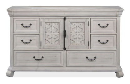 Bronwyn - Drawer Dresser With Shaped Mirror - Alabaster