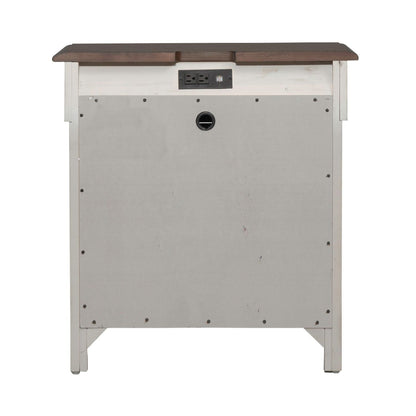 Ivy Hollow - 3 Drawer Nightstand With Charging Station - Weathered Linen / Dusty Taupe