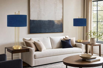 "Velvet Radiance" Metal Table Lamp (Set of 2) - Plated Gold Fiish