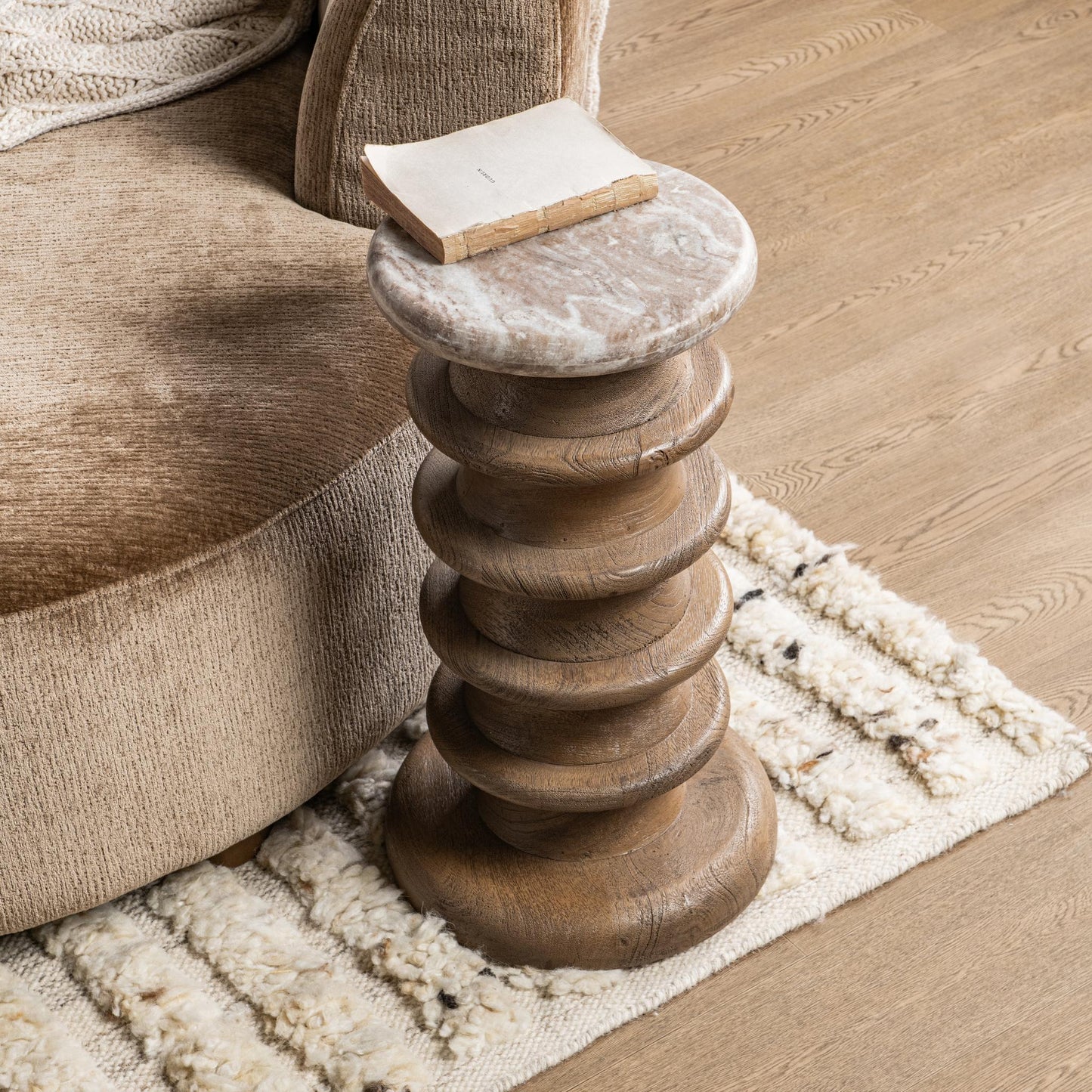 Alisa - Round Accent Table - Sable Stone