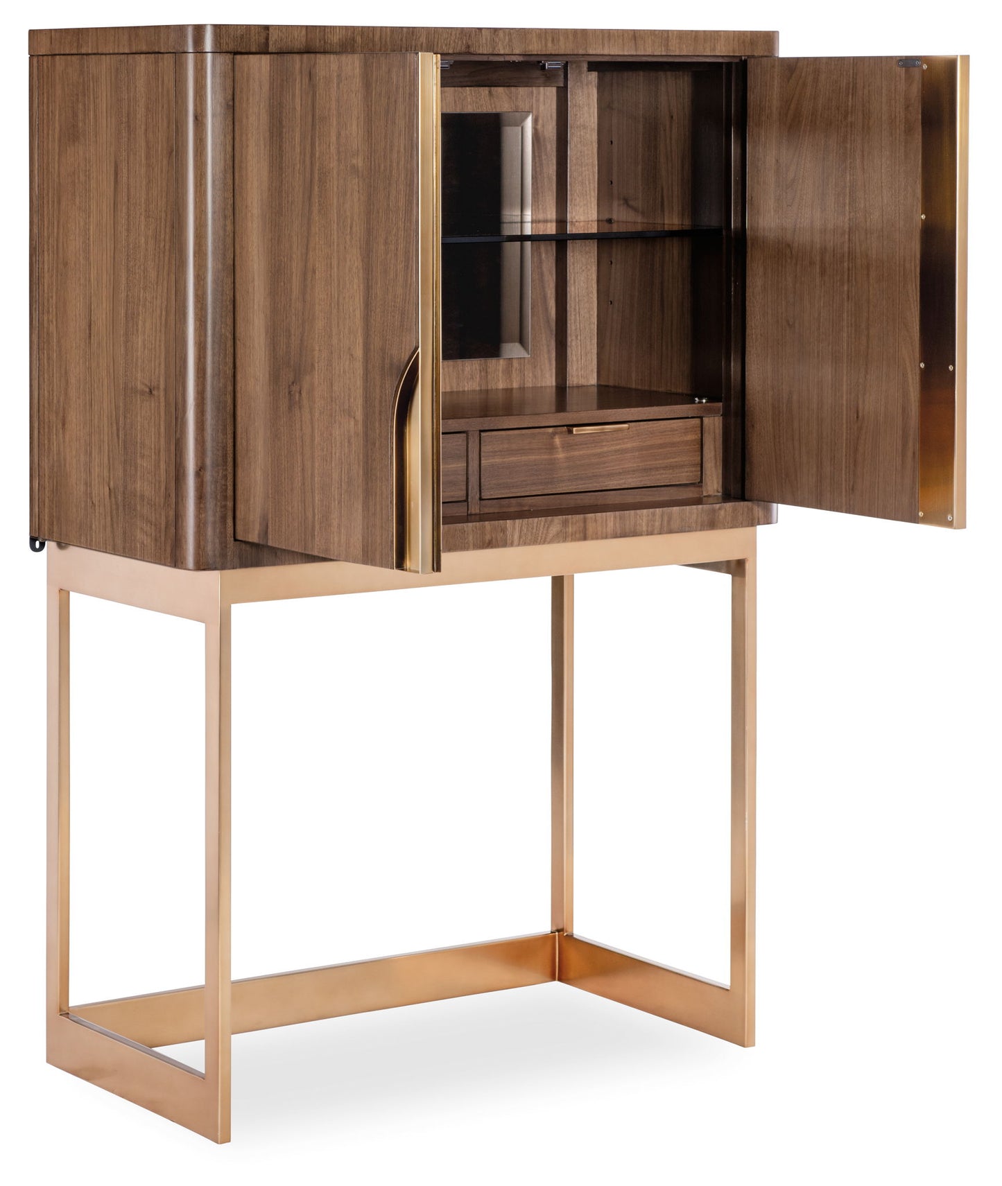 Eleana - Bar On Stand - Medium Wood / Gold