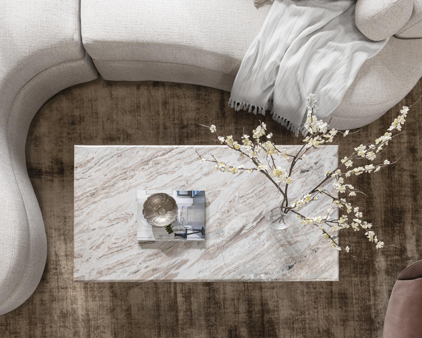 Bowman - Marble Rectangular Coffee Table - Rusty Gray