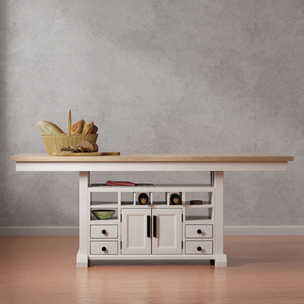Americana Modern Dining - Island Counter-Height Extendable Dining Table - Cotton