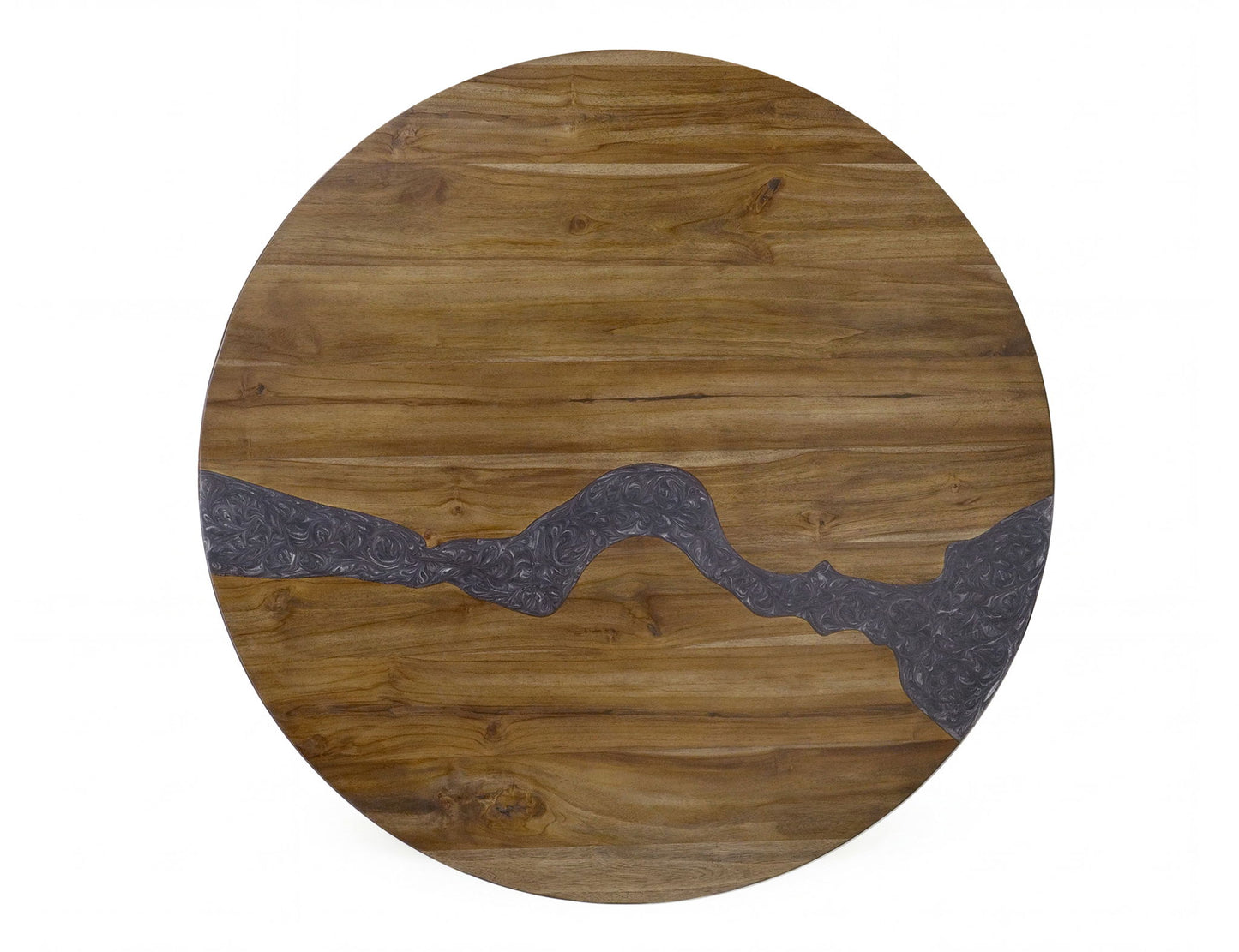 Silver - Round Wood Table Top - Brown