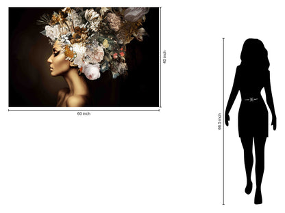 Opulent Flora Muse - 40" x 60" Framed Wall Art - Dark Brown